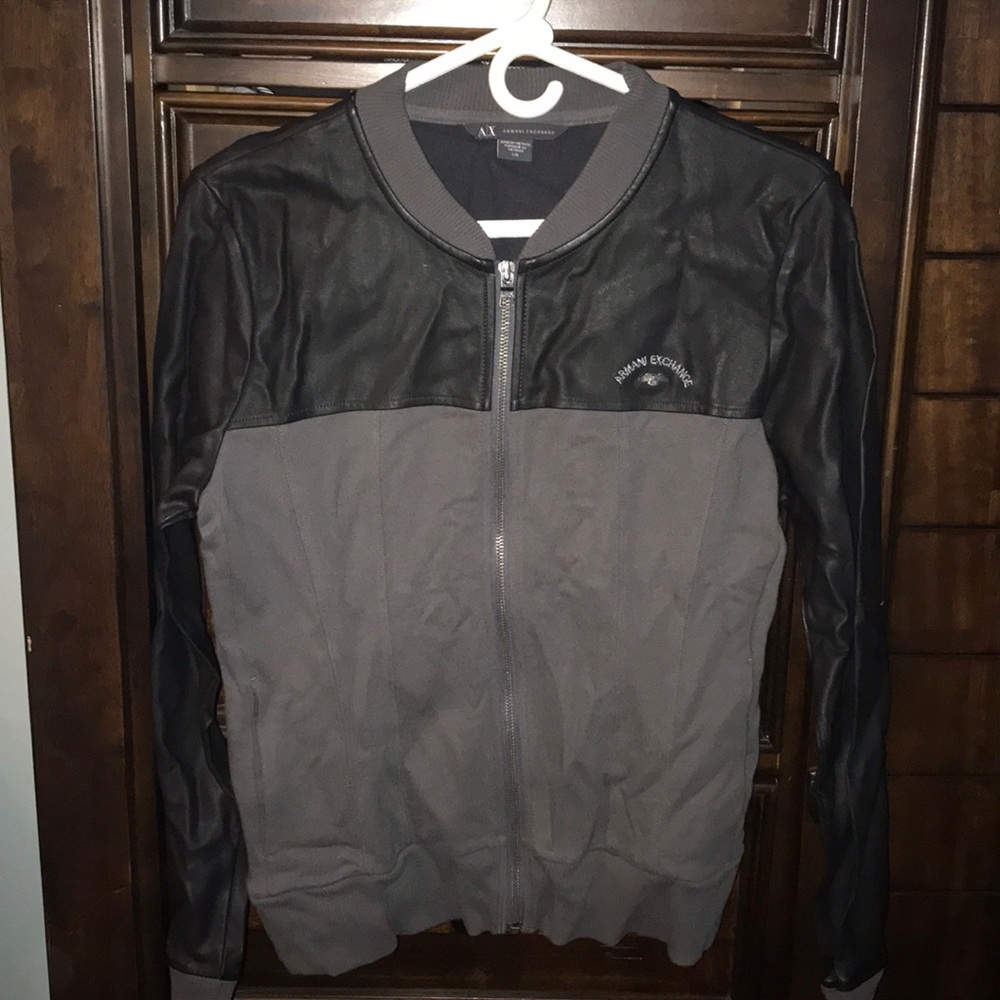 Black leather jacket.